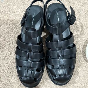 American Eagle Black Strappy Sandals- gladiator